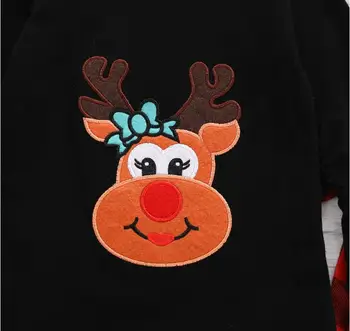 Baby Dievčatá Vianočné Oblečenie, Dlhý Rukáv Jeleň Tlačiť T-Shirt + Koberčeky Podväzkové Sukne + hlavový most Nastaviť 6m-5Years