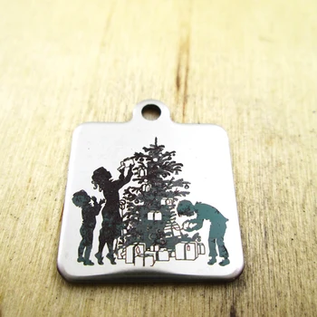 10pcs/veľa-darček vianočný stromček z nehrdzavejúcej ocele charms - Laserom Vygravírované - Mieru - DIY Charms Prívesky