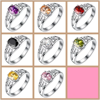 8 farieb, nízke ceny, strieborná farba zirkón prst prsteň fashion party darček šperky pre ženy svadobný dar drop shipping anel bague