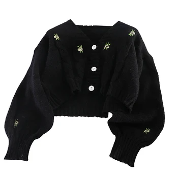 Nové Jesenné zimné 2020 Sveter Cardigan bunda, Vyšívané Ženy Šaty, Dlhý Rukáv V Krku Sveter Žien knitwear top 800E