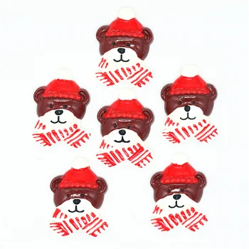 10PCS 25mmX35mm Živice Flatback Vianočné Red Hat Medveď|Živice X'mas Cabochon|Živice Vianočné Dekorácie Miniatúry|Vlasy Luk Centrum