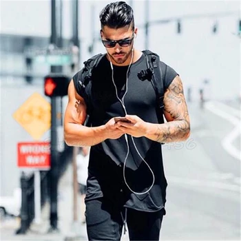 Muscleguys Značku oblečenia fitness tričko muži móda rozšíriť dlhé tričko telocvične krátky rukáv t-shirt homme kulturistike tričko