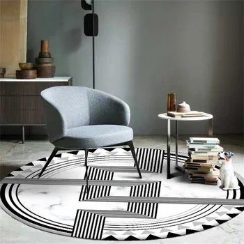 Móda moderný jednoduchý black/white geometrie Kolo Mäkké Koberce Pre Obývacej Izby, Spálne, Koberčeky Oblasti Konferenčný Stolík Protišmykové Rohože/koberec