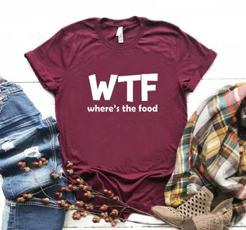 Ženy Tričko WTF, KDE JE JEDLO Listov Tlač Tričko Ženy Krátky Rukáv O Krk Voľné T-shirt Dámy Príčinné Tee Tričko