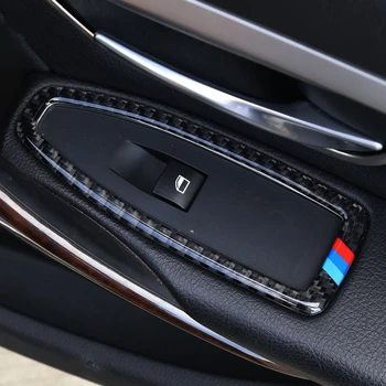 Panel dverí trim, štyri. BMW radu 3 / 4 3GT F30 F32 F34, sklo tlačidlo a okno z uhlíkových vlákien