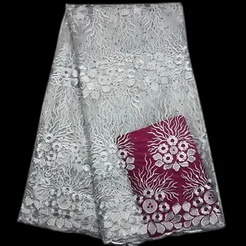 Čisto bielej farby, vyšívané tajomné vzor s kamene francúzsky čistej Tkaniny ZF73 doprava Zadarmo nový príchod Tylu Čipky Textílie