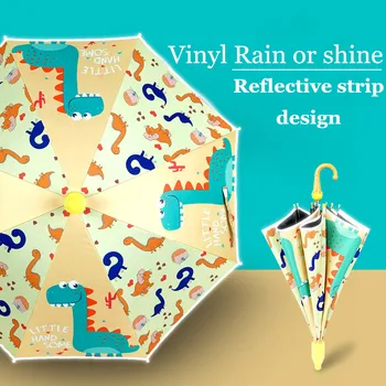 Karikatúry dieťa Semi-auto vinyl detský dáždnik Dážď a ochrana pred UV žiarením Čierneho plastu rovno dáždnik Študent dieťa dáždnik