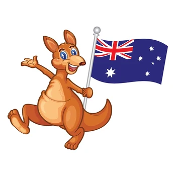 Roztomilý Klokan A Austrálska Vlajka Vinyl Auto Notebook Odtlačkový Dekor Príslušenstvo Auto Príslušenstvo