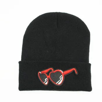 Punk vietor okuliare výšivky Zahustiť pletené klobúk teplé zimné klobúk Skullies spp čiapočku klobúk pre mužov a ženy 205