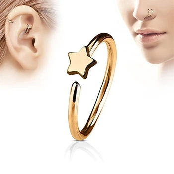 Nový štýl nehrdzavejúcej ocele zlato nose krúžok septum pentagram nos, ucho stud krúžok piercing hoop módy sexy telo šperky