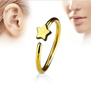 Nový štýl nehrdzavejúcej ocele zlato nose krúžok septum pentagram nos, ucho stud krúžok piercing hoop módy sexy telo šperky
