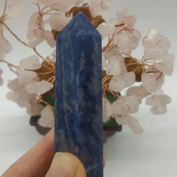 Prírodné krištáľovo modré sodalite crystal bodov skale vytesané wands dary