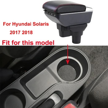 Pre Hyundai Solaris 2 2017 2018 Auto Opierkou Box Usb Nabíjanie Zvýšiť Dvojvrstvové Centrálny Sklad Obsah Držiak Popolníka
