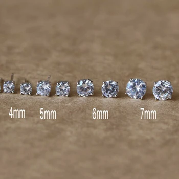 1Pair Klasické Módne Náušnice Crystal 3 mm 4 mm 5 mm 6 mm 7 mm Päť Pazúrov Zirkón Stud Náušnice, Šperky, Doplnky Pre Ženy, Mužov