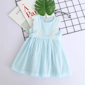 Roztomilý vysokej kvality nový štýl svetlo modrá módne dievča baby šaty 2019