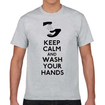 Pánske Bavlna Tričká Udržať Pokoj a Umyte si Ruky T-Shirt Vytlačené T-Shirt Unisex Mužov a Žien Tee Košele