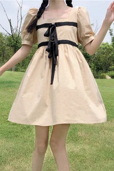 Ženské 2020 Lete Japonský Štýl Námestie Golier Lístkového Rukáv motýlik víla šaty tea party lolita šaty sladké lolita bábika