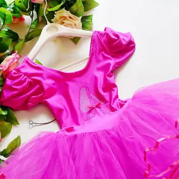 Dieťa tanečné nosiť dieťa kostým výkon kostým žena paillette tylu šaty Diamond petal rukáv latinskej tanca baletné oblečenie