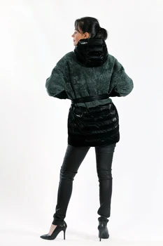 9ThWave 2020 yeni lüks gerçek kürk ceket kış ceket kadın hakiki deri kürk kuzu kıvırcık tüy giyim su geçirmez TXC-019