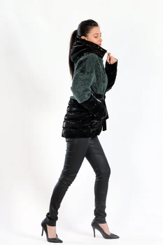 9ThWave 2020 yeni lüks gerçek kürk ceket kış ceket kadın hakiki deri kürk kuzu kıvırcık tüy giyim su geçirmez TXC-019
