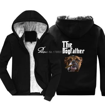 Nové Zimné Chladné Hoodie British Bulldog Godfather Mafia Mikina Módne Mužov Zahustiť Pohode Bunda Topy Harajuku Streetwear