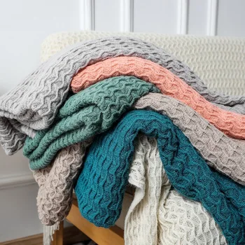 Inya strapec pletené, tkané prikrývky hodiť zelená farba gauč deka