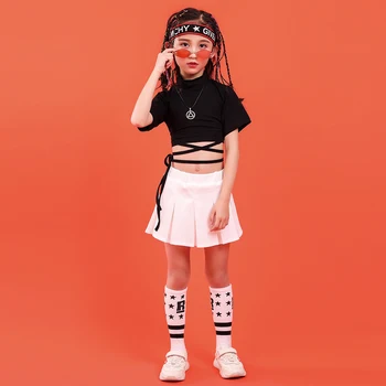 Deti Hip Hop Oblečenie Mikina Čiernej Košeli Top Crop Bežné Nohavice pre Dievča Jazz Tanečných Kostýmov, Spoločenský Tanec Oblečenie Nosiť