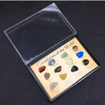 Mini edition kameň 12 druhov prírodných crystal surového kameňa minerálne sklo vzor geografie a geológie učenia v základných a