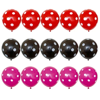12inch 12pcs Červená čierna lienka latexové balóny mieste polka dot strany baloons Chlapec, Dievča tému narodeninovej party dekor dodanie globos