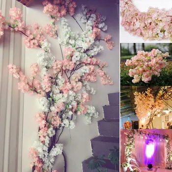 100CMSilk Cherry Blossom Simulácia Falošné Kvetinové Kytice Umelé Čerešňa pre Hotel Malebnej Krajiny DIY Svadobné Dekorácie