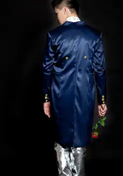 Európska fáze modrá 1 vyhovuje voľné pánske sako bunda mužov sako slim fit terno masculino sako mužov bunda 2XL Prispôsobiteľné