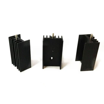 10 Ks 21x15x11mm Čierny Hliníkový Chladič pre TO-220 Mosfet Tranzistory