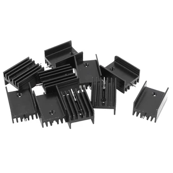 10 Ks 21x15x11mm Čierny Hliníkový Chladič pre TO-220 Mosfet Tranzistory