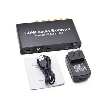 5.1 CH HDMI Audio Extractor Dekódovať digitálny Koaxiálny v ýstup RCA AC3/letný čas na Zosilňovač 5.1 Analógový Prevodník Podpora 4K pre PS4 DVD Hrať 50set/veľa