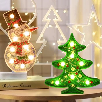 LED Vianočné Nočné Osvetlenie, Lampy, Svietidlá DIY Diamond Maľovanie Vianočné Dekorácie, Svietidlá Pre Vnútorné Spálne Dekorácie, Výzdoba Nové