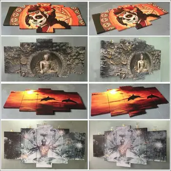 Vlk Mláďa, ktoré sa Matka podľa Sunima Umenie Plagáty a vytlačí 7 Kusov hexagon wall art Plátno umelecké Maľovanie na stenu obrázok Pre Obývacia Izba