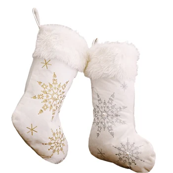 Veľká Veľkosť Vianočnými Osadenie Flanelové Pearl Snowflake Vianočné Ponožky Plyšové Veľké Vianočné Ponožky Darček Cukríky Ponožky Vianočný Dekor