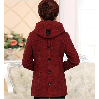2020 Jeseň nové Plus veľkosť 5XL vlnené vrchné oblečenie Žien starších žien Dlhý rukáv zimné vlna bunda, kabát oblečenie ODFVEBX AH175