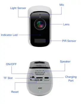 Bezdrôtová WIFI IP 1080 HD Monitor Fotoaparátu Smart Nízka Spotreba Nepremokavé Vonkajšie Kamery 110 Široký Uhol Pohľadu Tosee T2