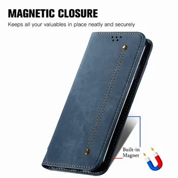 Džínsové Tkaniny Peňaženky Flip puzdro Pre Samsung Galaxy A71 A51 A31 A21S A11 A70 A50 A30 Prípade Magnetické Flip Kartu Ochranný Kryt