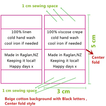3000PCS Vlastné centrum násobne Béžovej bavlny tlače starostlivosť značky black listov oblečenie bielizne značky 5 * 3 cm
