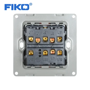 FIKO 86 Black gold šedá 3 Gang 1 2 Spôsob Luxusné Light Switch On / Off vypínač Interruptor Hliníkový Panel AC 110~250V
