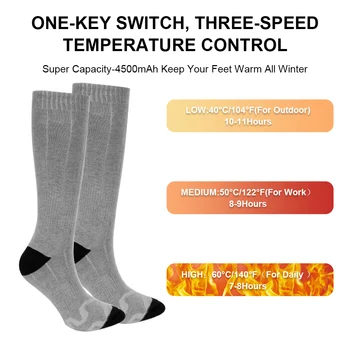 Elektrické Vyhrievané Ponožky Lyžovanie Vyhrievané Ponožky Pre Mužov, Ženy, Zimné Otepľovanie Cyklistické Turistické Snowboardové Ponožky Nabíjateľná Batéria