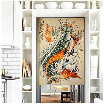 Japonské Závesy Dverí Polyesterové Tkaniny, Závesné Opony Tvorivé Tetovanie Vzor Kuchyňa Spálňa Dekoratívne Costom Polovici Závesy