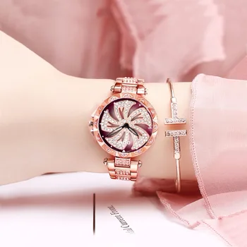 DOM Ženy Quartz Hodinky Štýlové Módne Diamond Žena Náramkové hodinky, Luxusné Značky Vodotesné hodinky ženy zlato G-1258GK-9MF