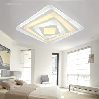 Nový ultra - tenký obdĺžnikový obývacia izba stropné svietidlo plynulou stmievanie LED akryl námestie spálňa štúdia Stropné svietidlá 100-240V