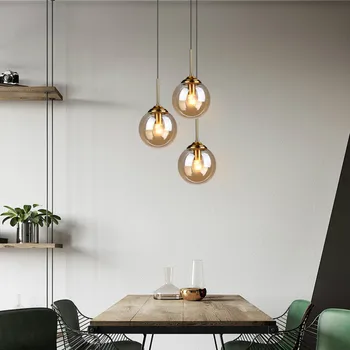 Loft Dekor Lampy Moderná Obývacia Izba Jedáleň Kuchyňa Bar Svietidlá Nordic Sklenenú Guľu Prívesok Svetlá Vintage Led Visí Lampa