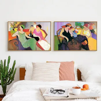Bavlna bez rámu abstraktné cartoon žena plátno potlače olejomaľba tlačené na bavlnené domov wall art dekorácie, obrázky
