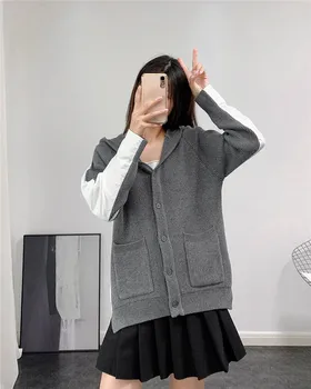 Nový kórejský štýl, šitie top, pletené s kapucňou sveter, bundu štýl ženy móda začiatku jesene roku 2020