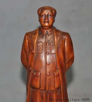 Vianočné Čínsky Krušpán Dreva Ručne vyrezávaný Ľudí Mao Zedong Veľký vodca Predseda Socha halloween